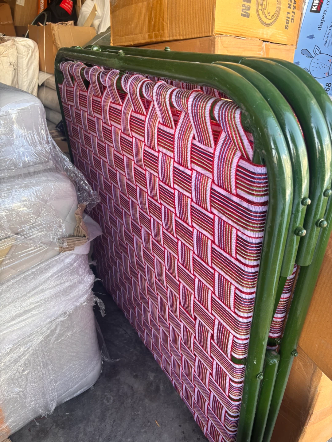 Foldable Cot Bed with Green Metal Frame. 🌱