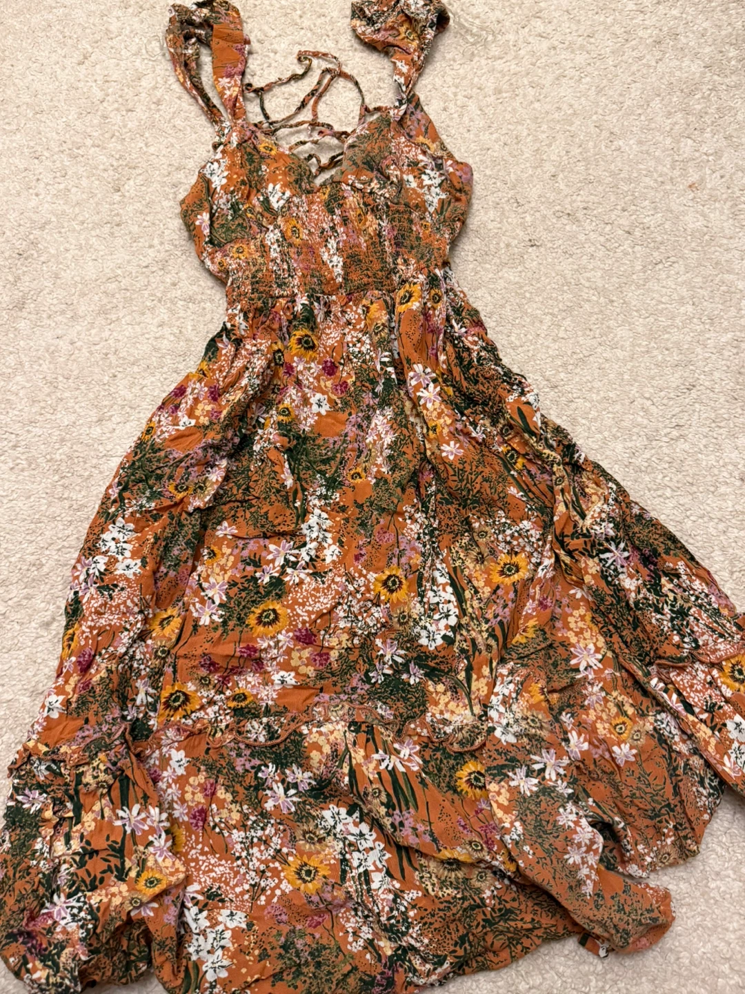 Orange Floral Maxi Dress