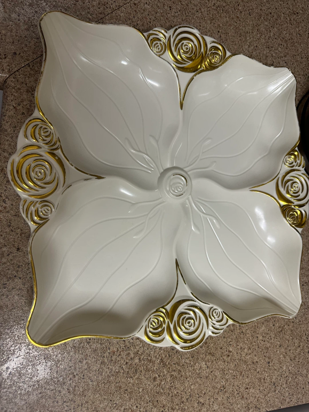 Set of 2 White & Gold Floral Serving Trays - photo 2