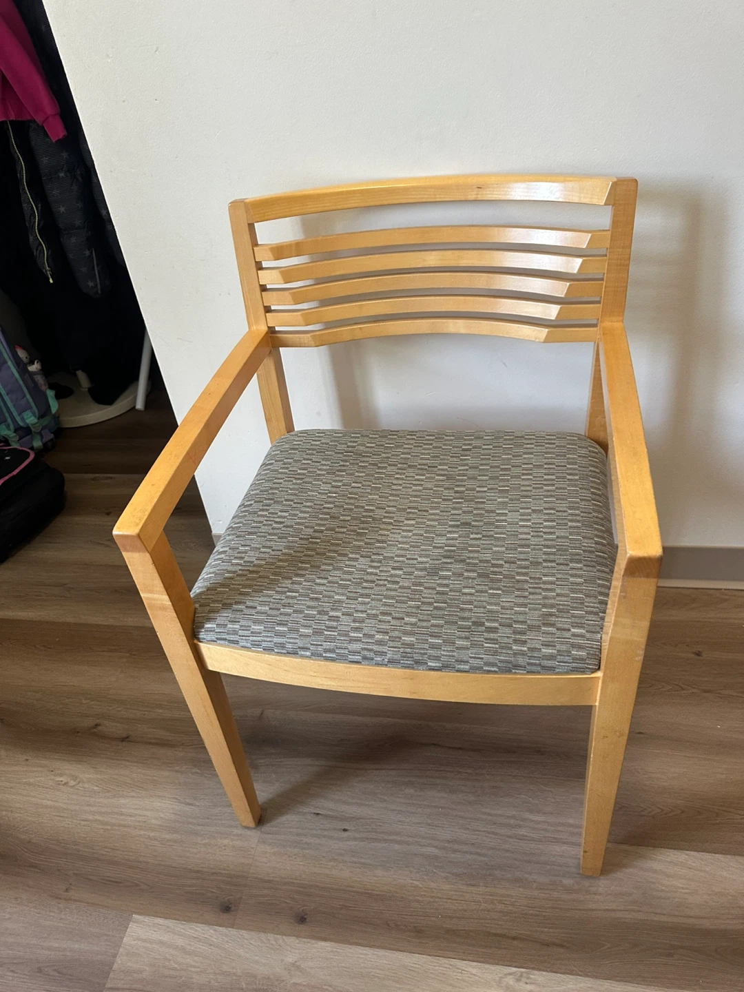 Wooden Accent Chair with Patterned Seat - photo 2