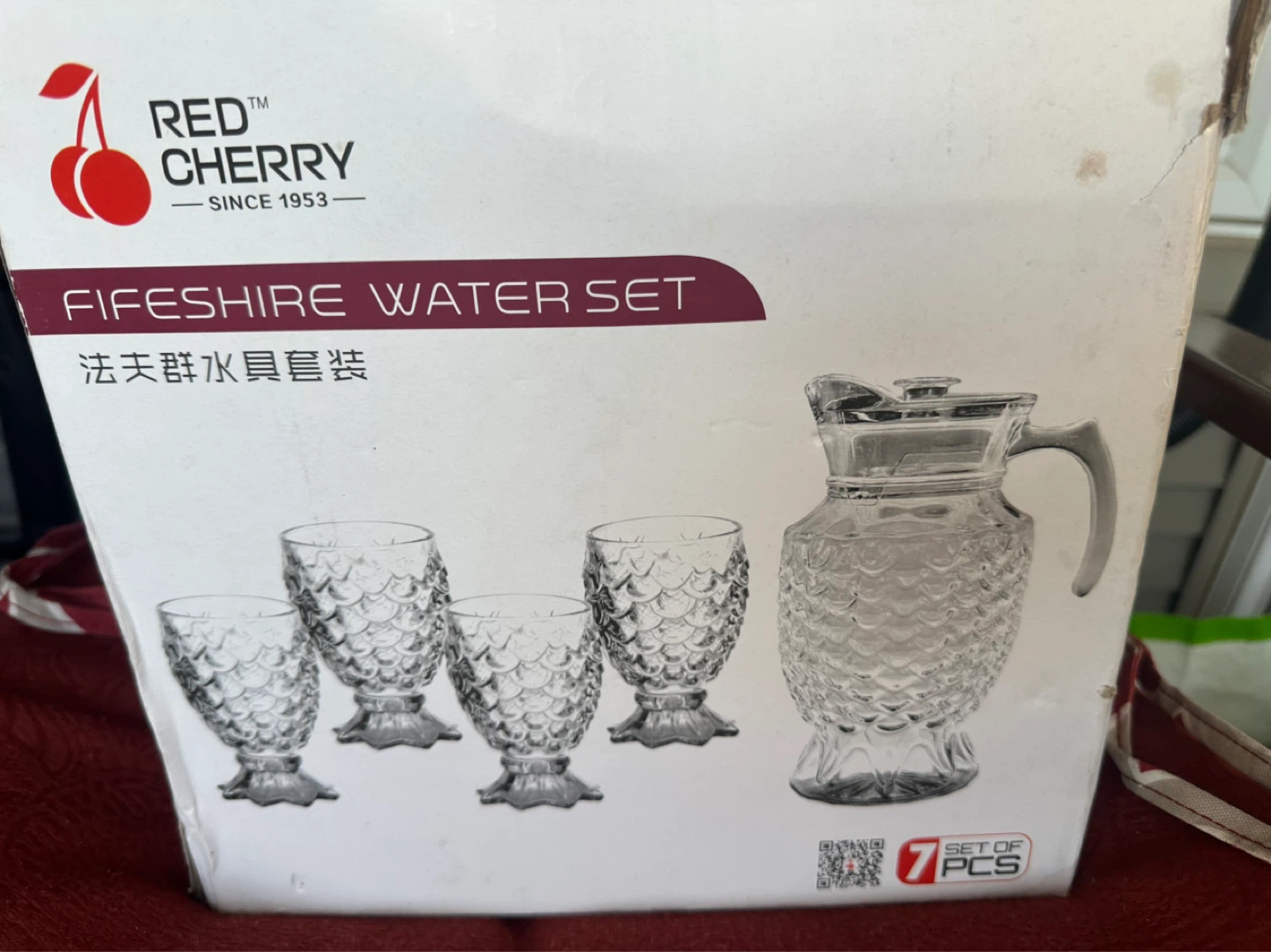 Red Cherry Fifeshire Water Set 7-Piece Glass Pitcher and Glasses - photo 2