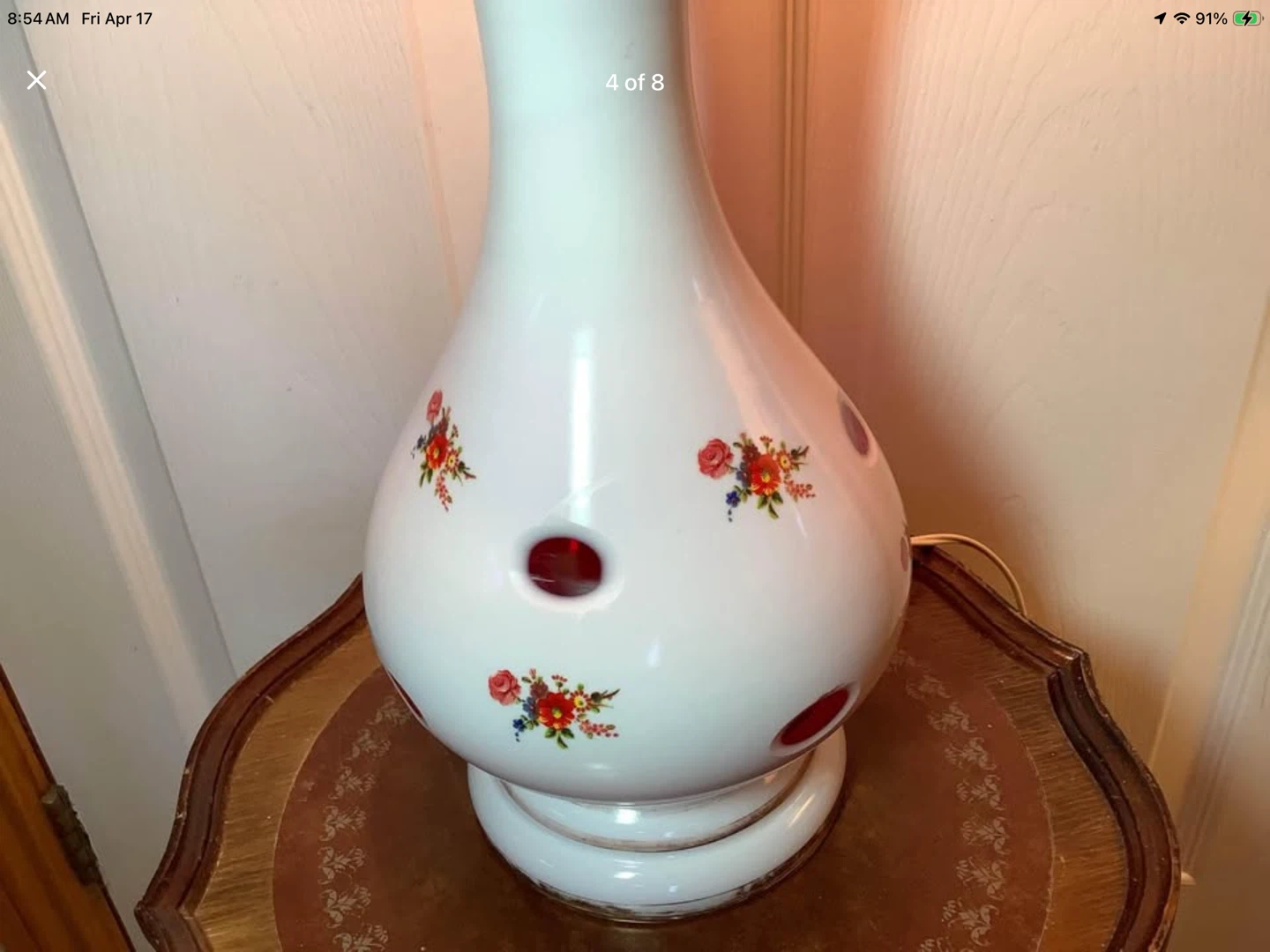 Vt Bohemian White Cut to Cranberry Lamp 🐞 - photo 3