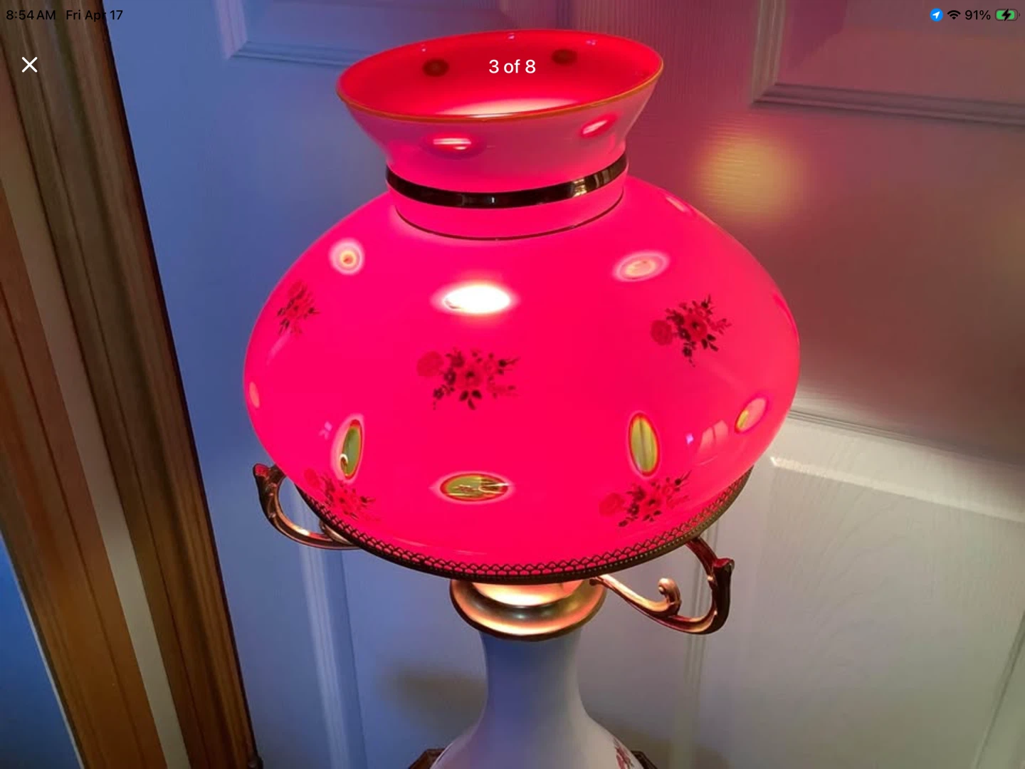 Vt Bohemian White Cut to Cranberry Lamp 🐞 - photo 2