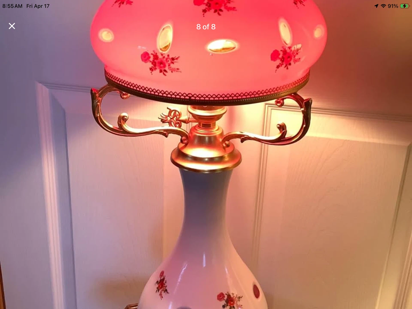 Vt Bohemian White Cut to Cranberry Lamp 🐞 - photo 5