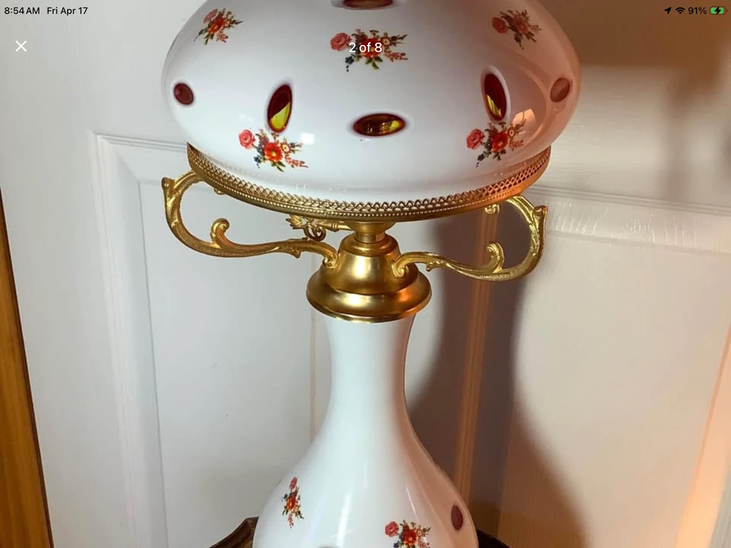 Vt Bohemian White Cut to Cranberry Lamp 🐞