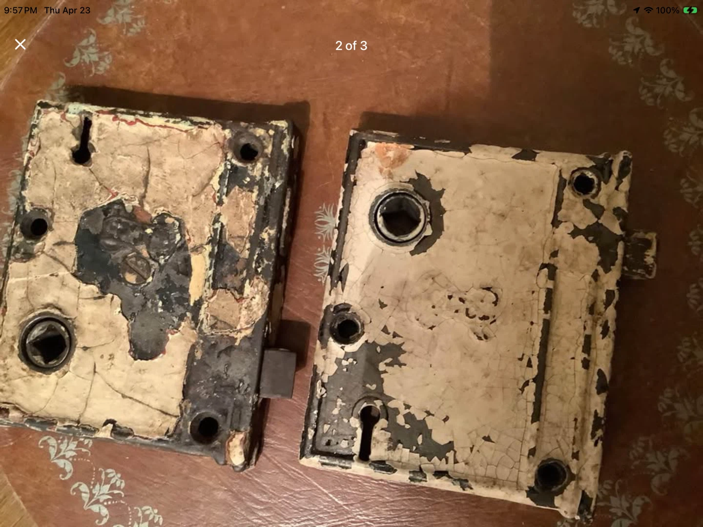 Two Antique A. L. Co. Cast Iron Salvaged Rim Locks 🐞 - photo 2
