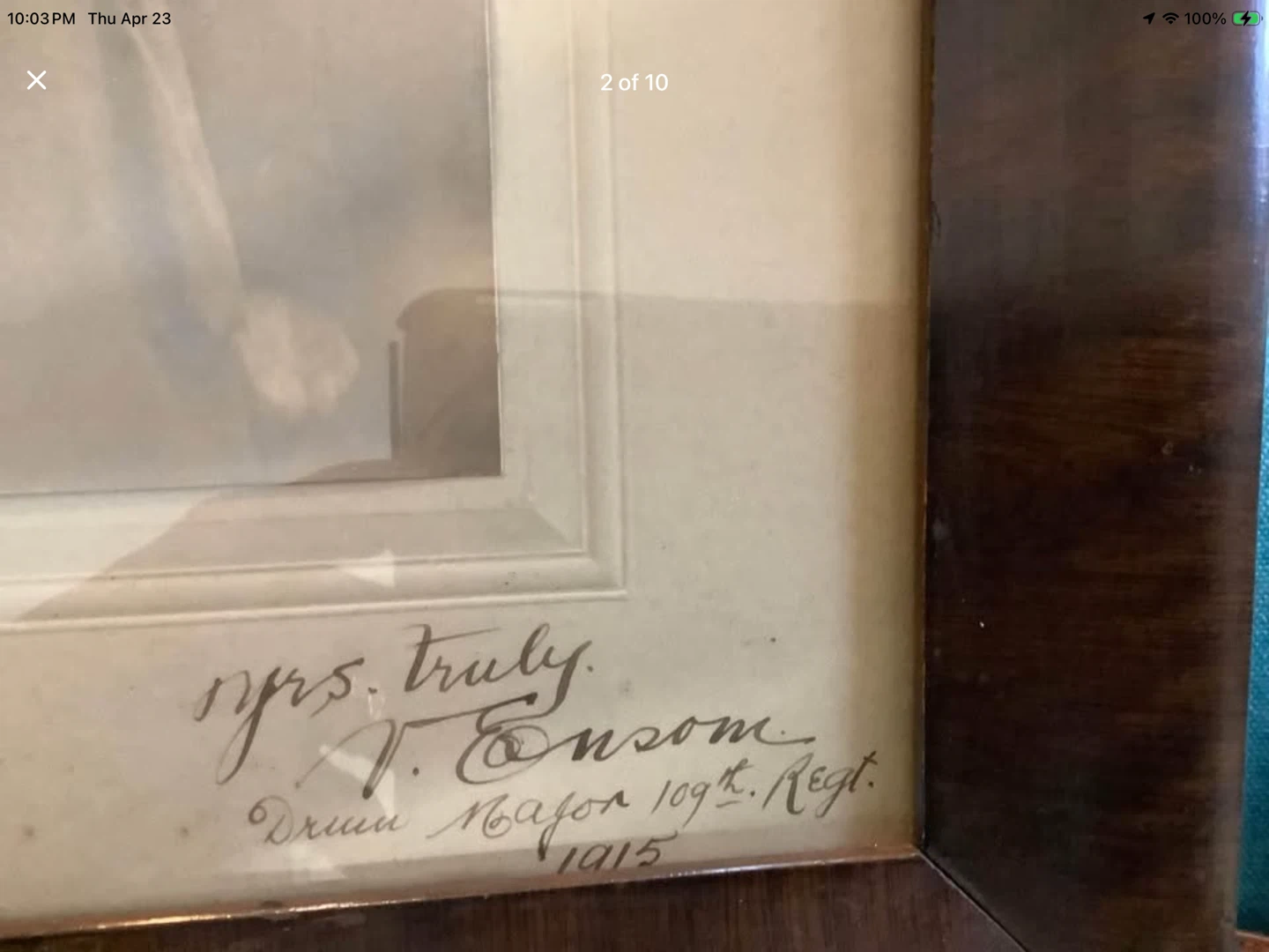 Antique WWI 1915 Signed Photograph Tiger Oak Frame 🐞 - photo 2