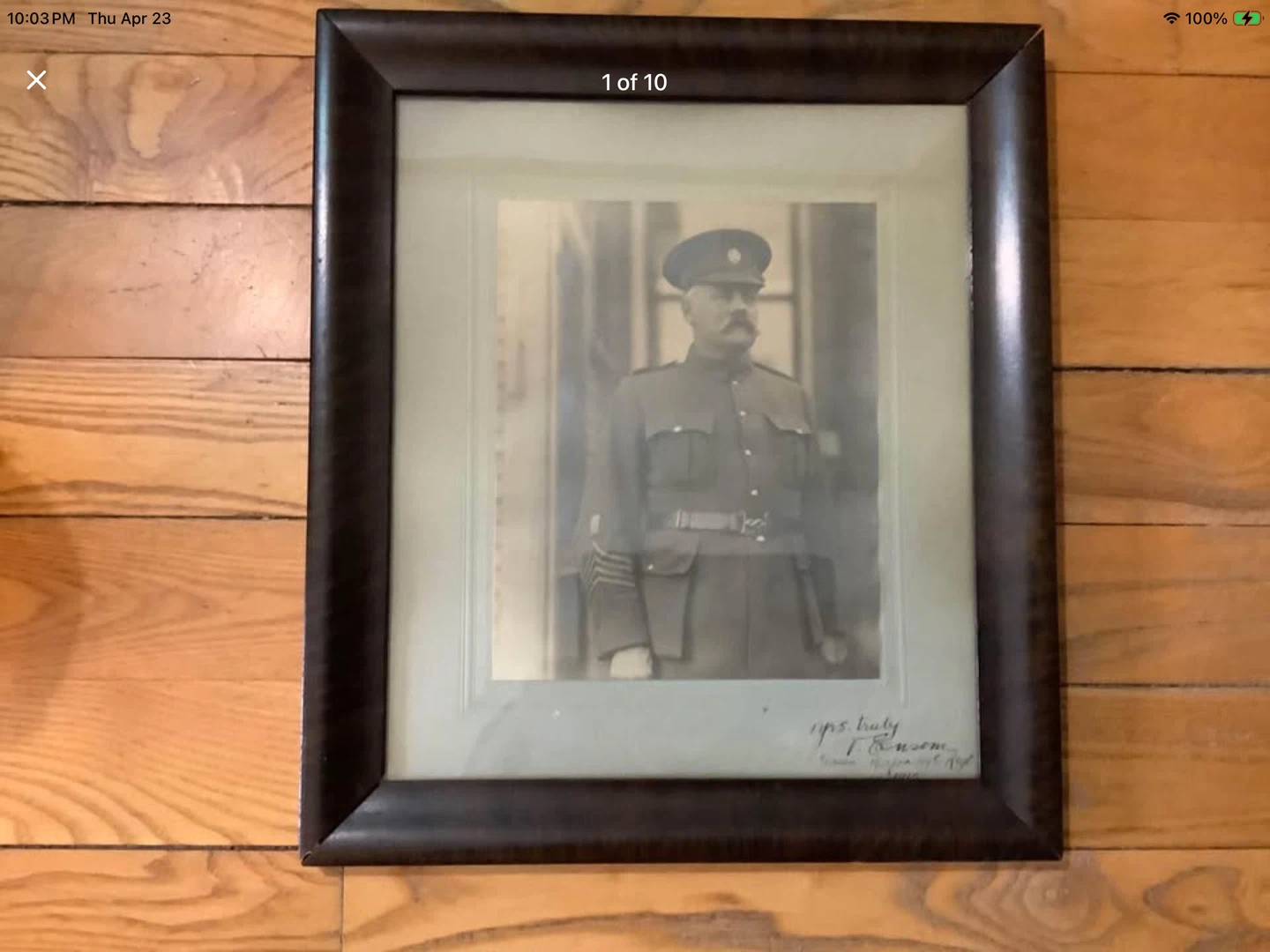 Antique WWI 1915 Signed Photograph Tiger Oak Frame 🐞