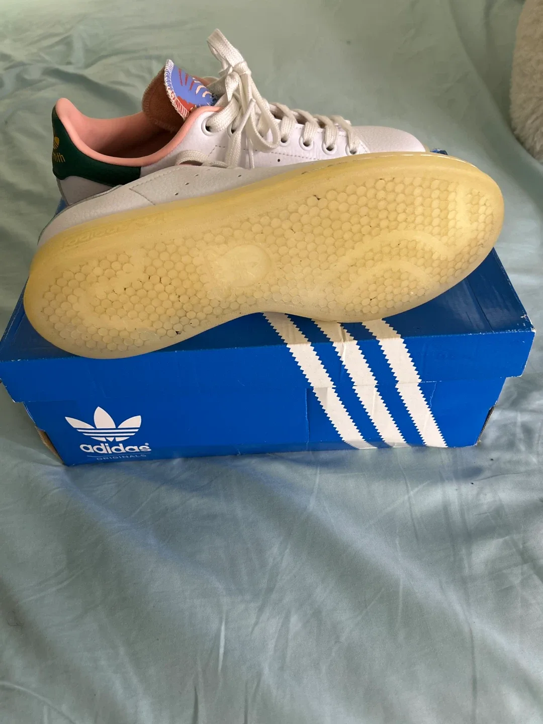 Adidas Stan Smith White Green Pink Sneakers 🌱 - photo 4