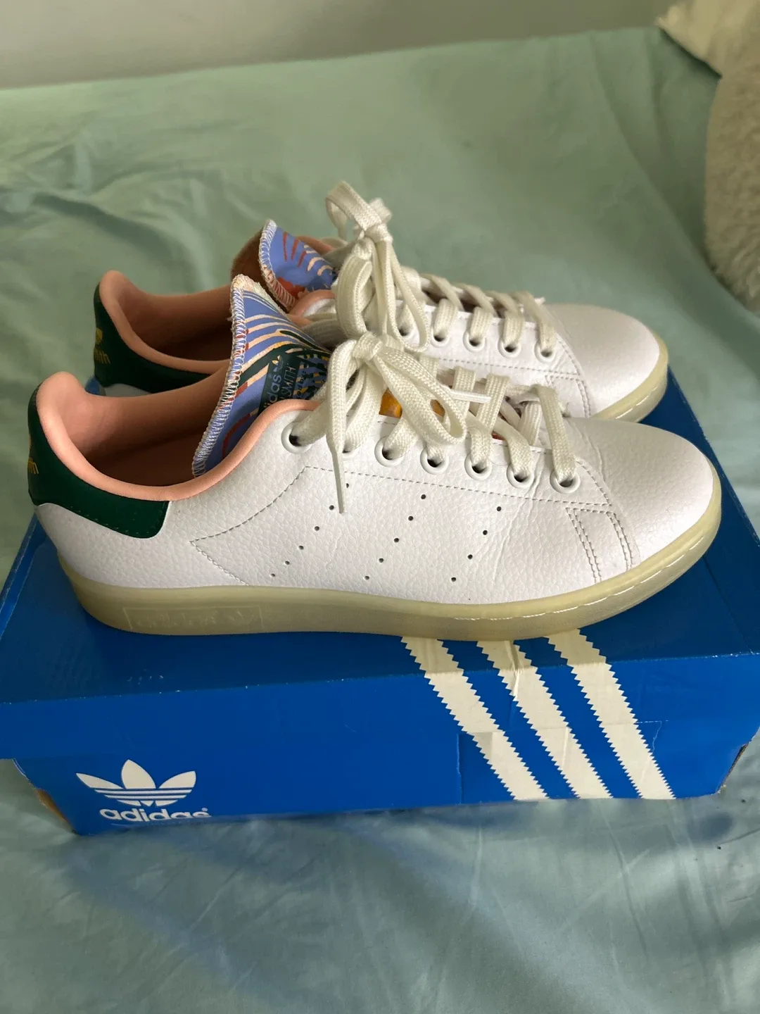 Adidas Stan Smith White Green Pink Sneakers 🌱 - photo 2