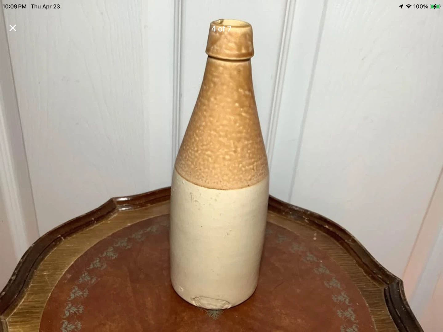 Antique Cleland Pottery #4 Stoneware 2 Tone Ginger Beer Bottle 🐞 - photo 4