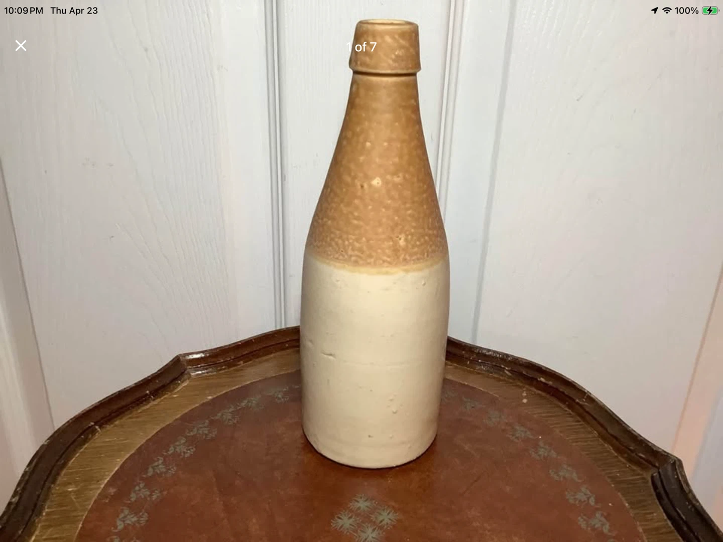 Antique Cleland Pottery #4 Stoneware 2 Tone Ginger Beer Bottle 🐞