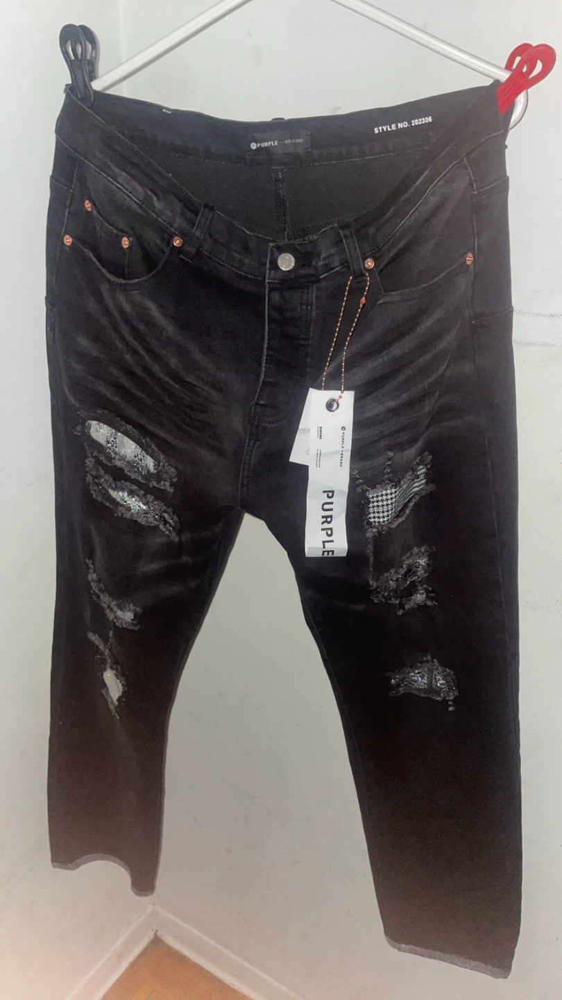 Purple Brand Black Distressed Patchwork Jeans