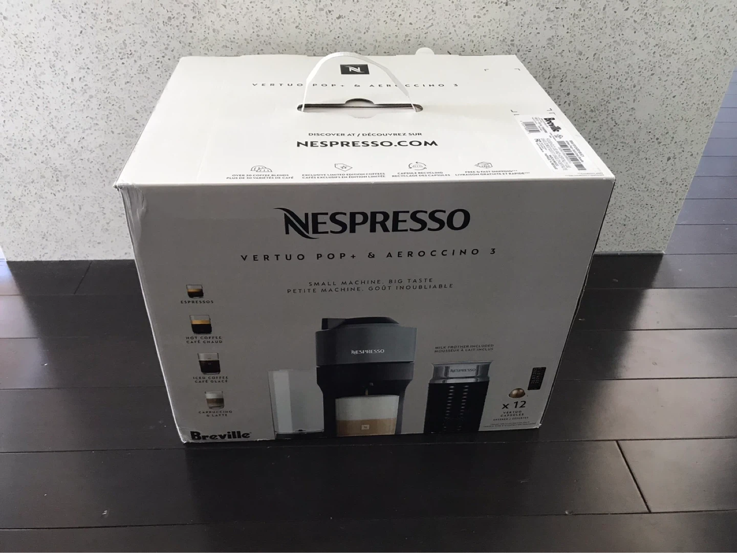 Breville Nespresso Vertuo Pop+ Bundle Aeroccino 3 Milk Frother