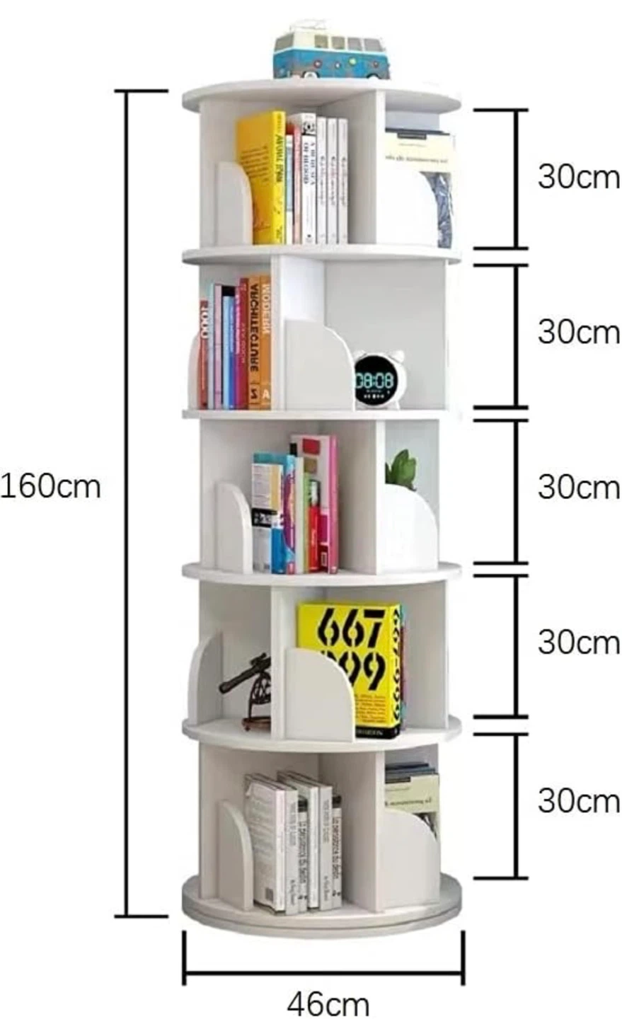 White 5-Tier Rotating Bookshelf - photo 3