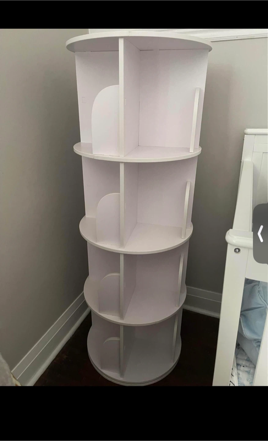 White 5-Tier Rotating Bookshelf