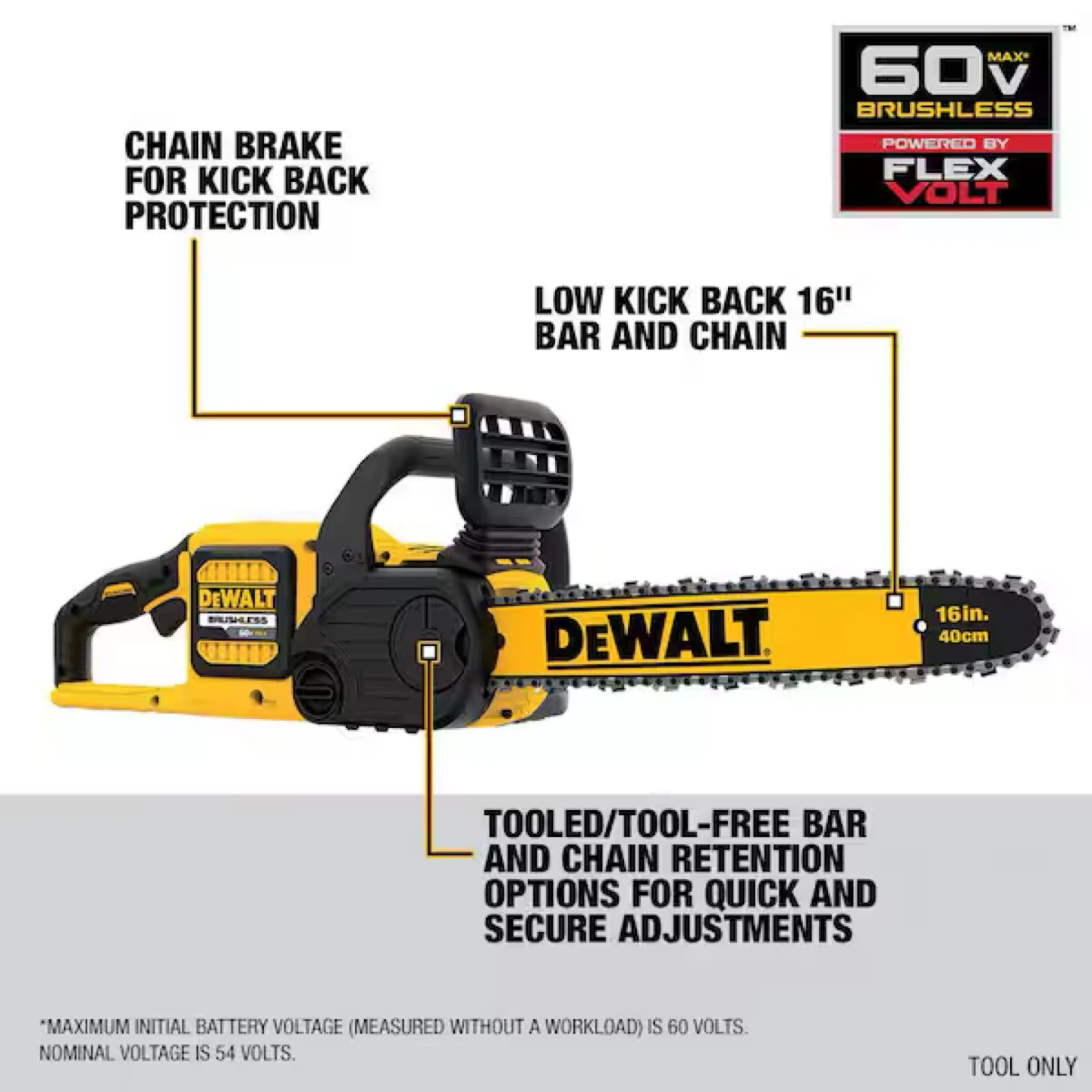 DeWalt 60V MAX Cordless Chainsaw - 16 inch - photo 3