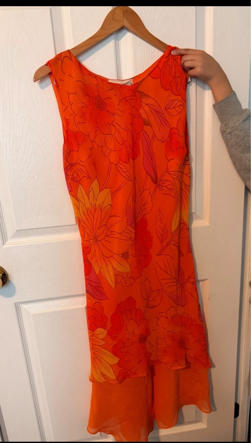Fashion bug Orange Floral Sleeveless Dress Size L - photo 2