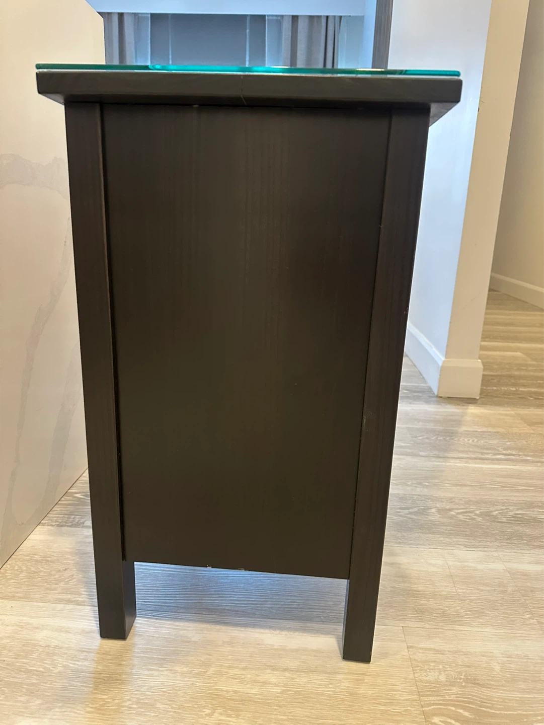 IKEA Hemnes Dark Brown Nightstand with Glass Top - photo 2