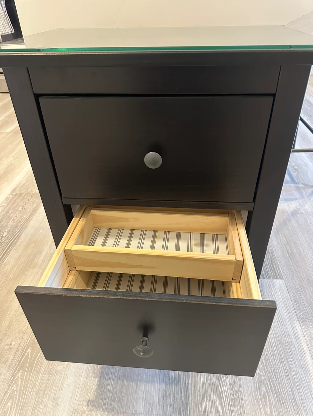 IKEA Hemnes Dark Brown Nightstand with Glass Top - photo 4
