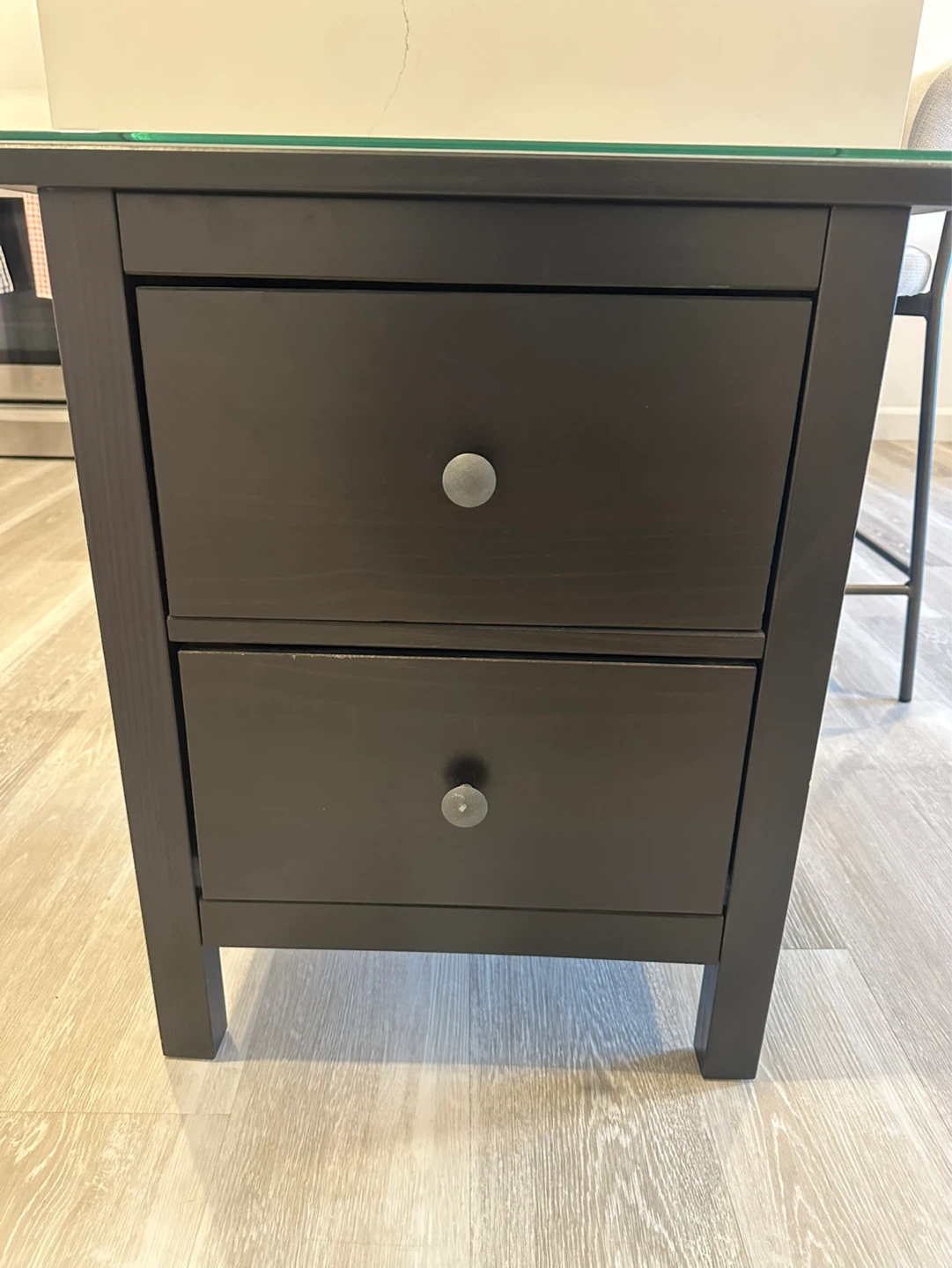 IKEA Hemnes Dark Brown Nightstand with Glass Top
