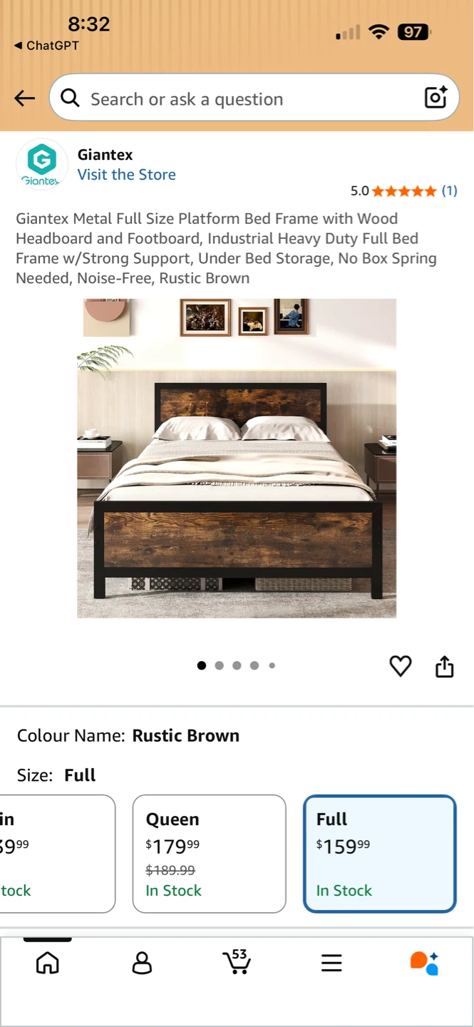Brand New Double Bed Frame – In Box (Never Used)