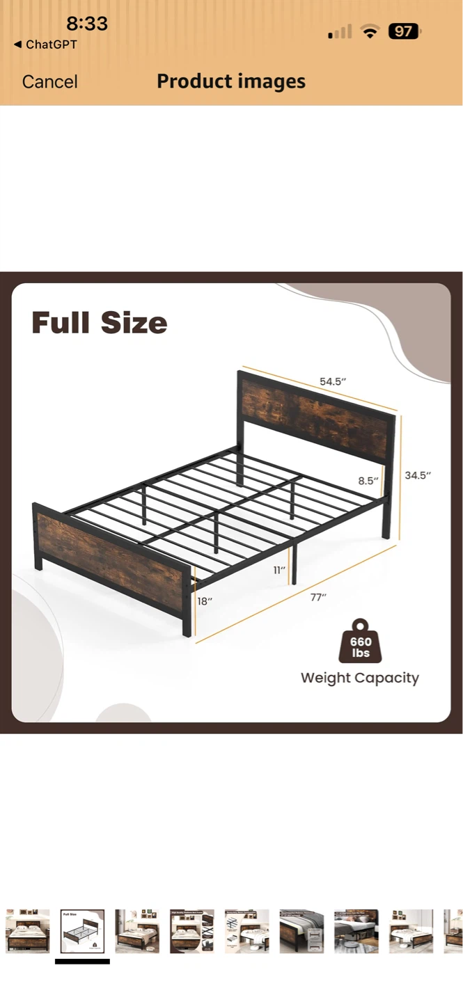 Brand New Double Bed Frame – In Box (Never Used) - photo 2