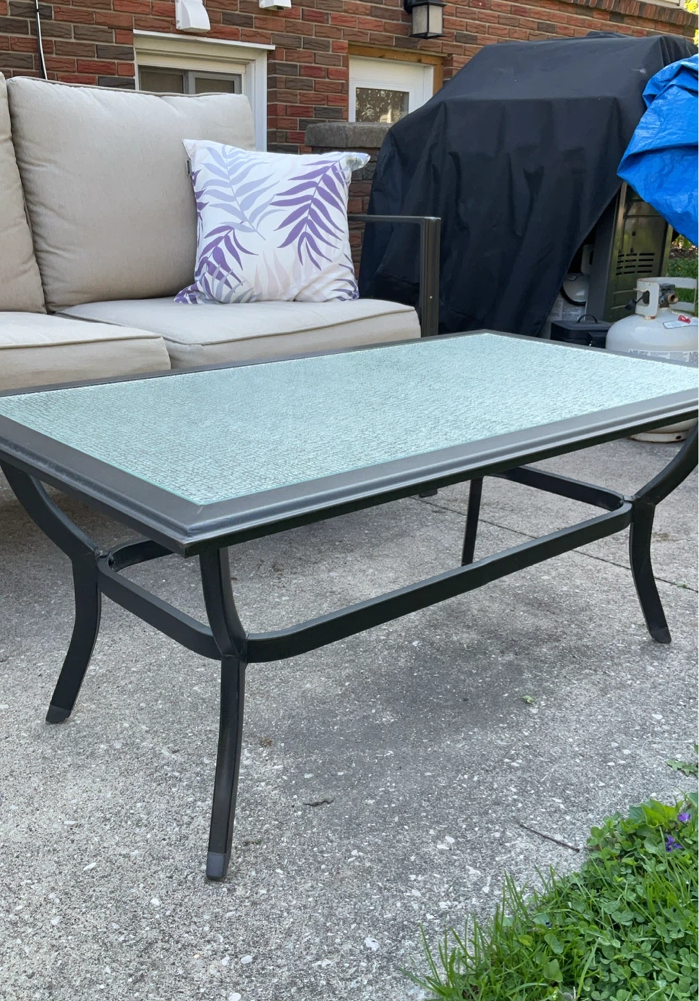 Outdoor loveseat and coffee table set with glass top - photo 2