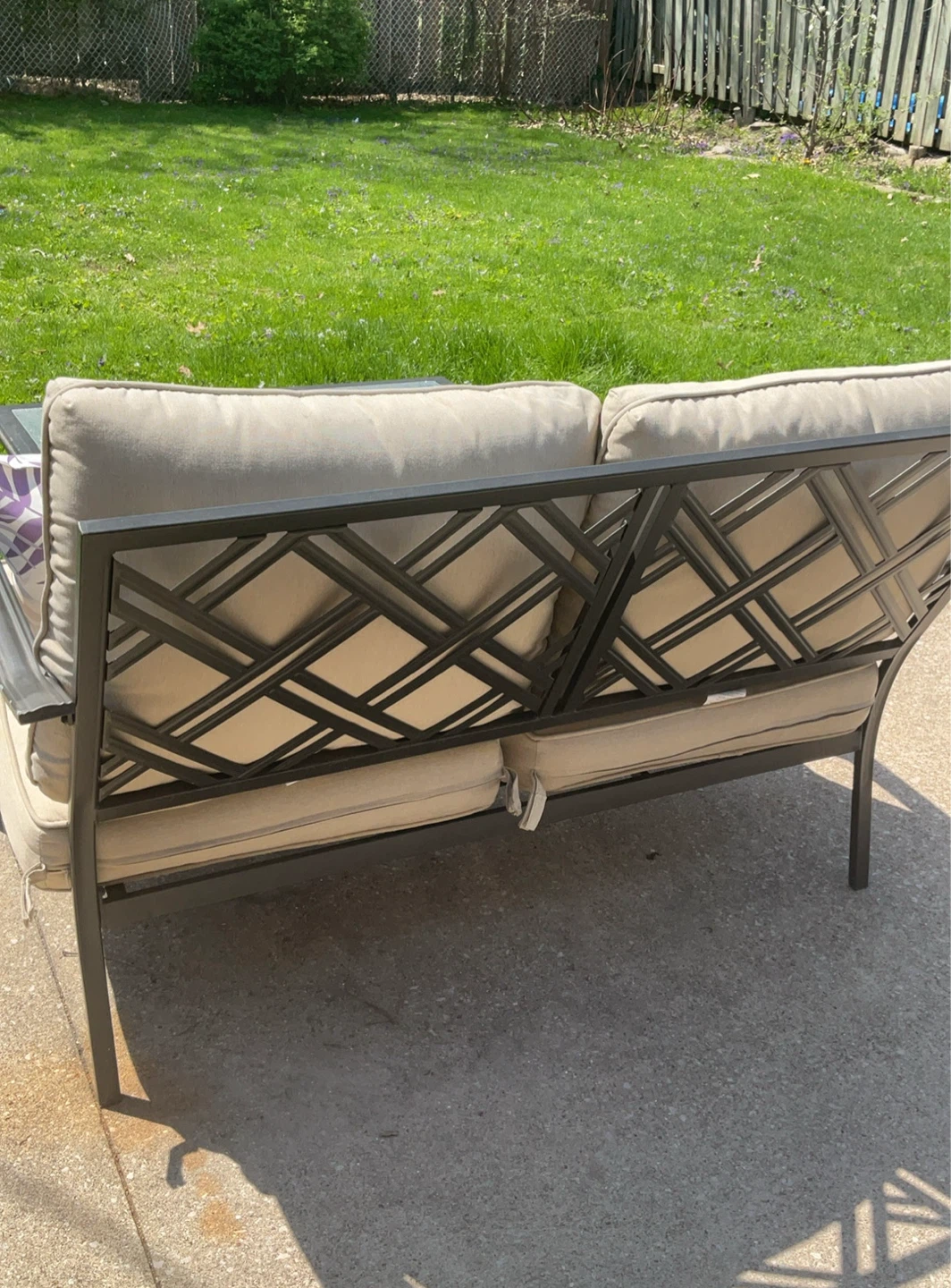 Outdoor loveseat and coffee table set with glass top - photo 3