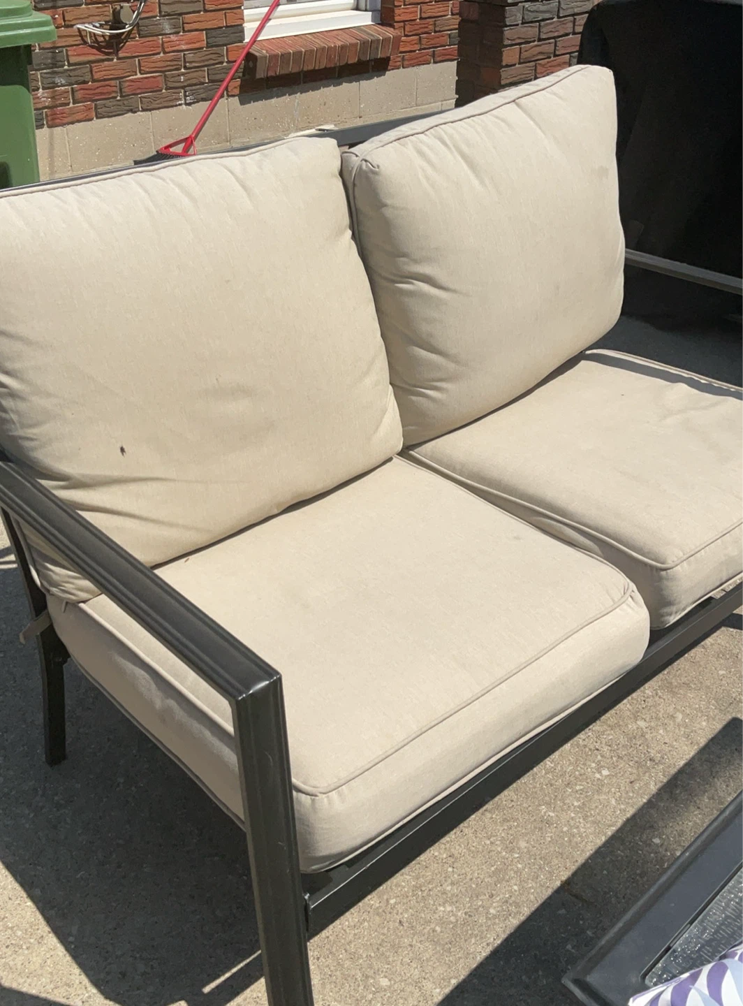 Outdoor loveseat and coffee table set with glass top - photo 4