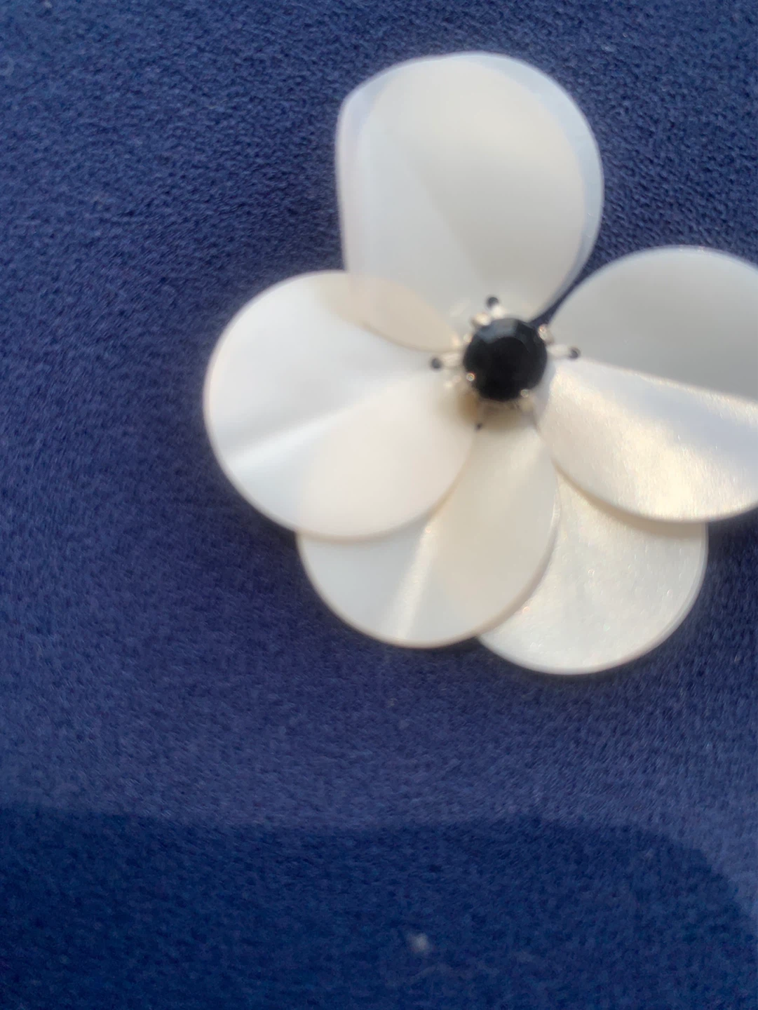 JOYCE  Navy Blue Dress with White Floral Appliqués - photo 5