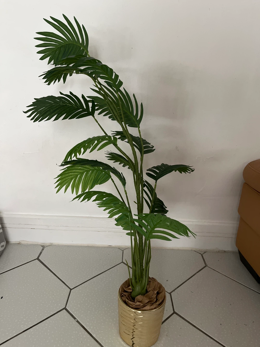 Artificial Palm Tree in Gold Pot