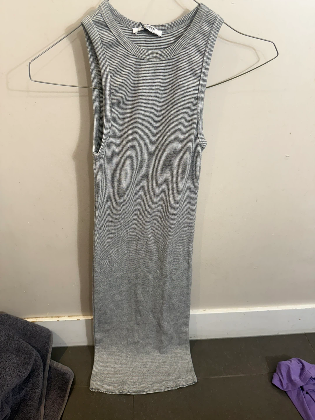 Zara Trafaluc Grey Ribbed Knit Sleeveless Dress Size S