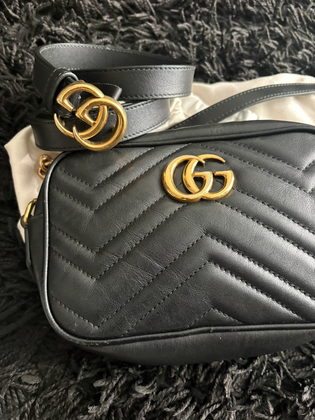 Gucci Black Leather Marmont Camera Bag - photo 2