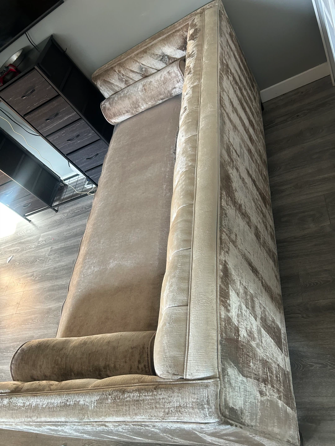 Tufted Velvet Sofa with Bolster Pillows - photo 2