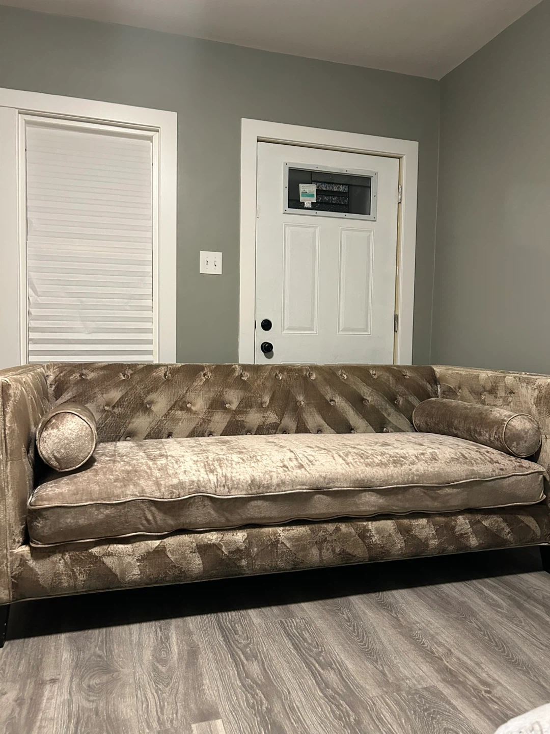 Tufted Velvet Sofa with Bolster Pillows - photo 4