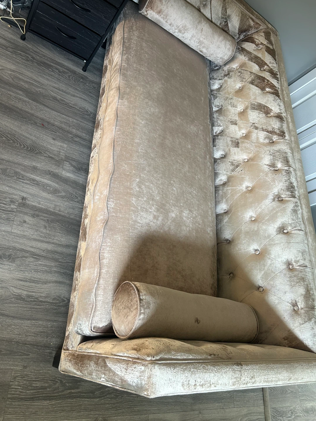 Tufted Velvet Sofa with Bolster Pillows - photo 3