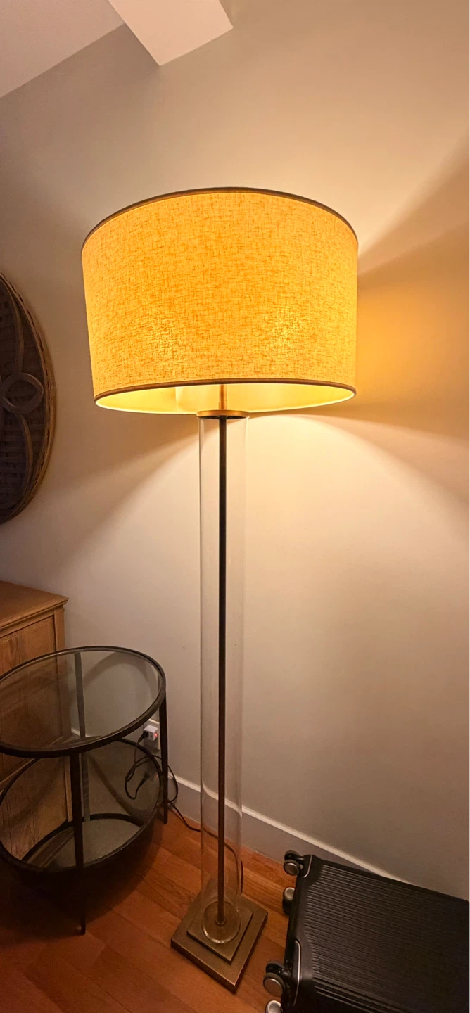 Drum Shade Floor Lamp with Clear Acrylic Column