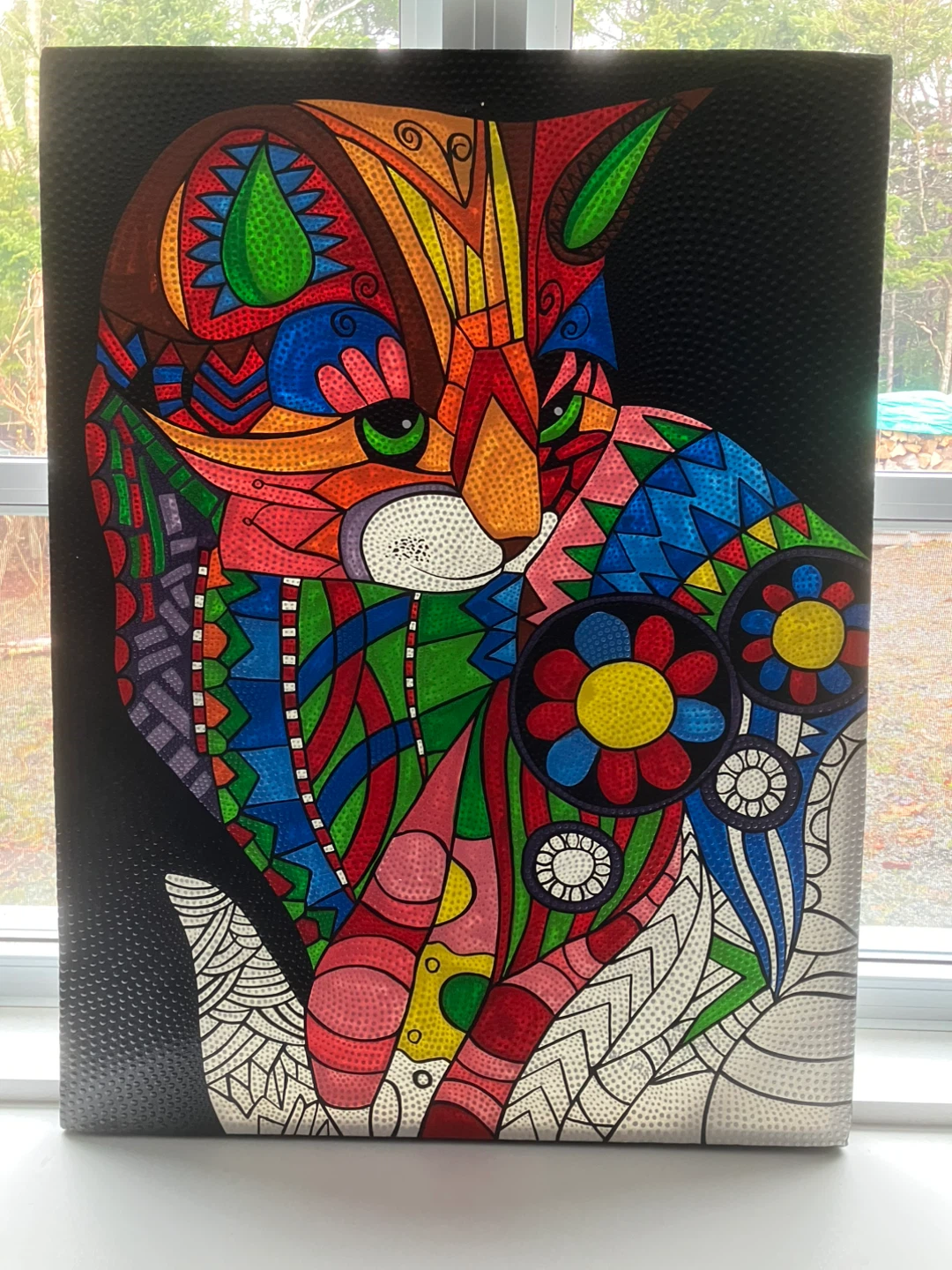 Colorful Abstract Cat Art Painting