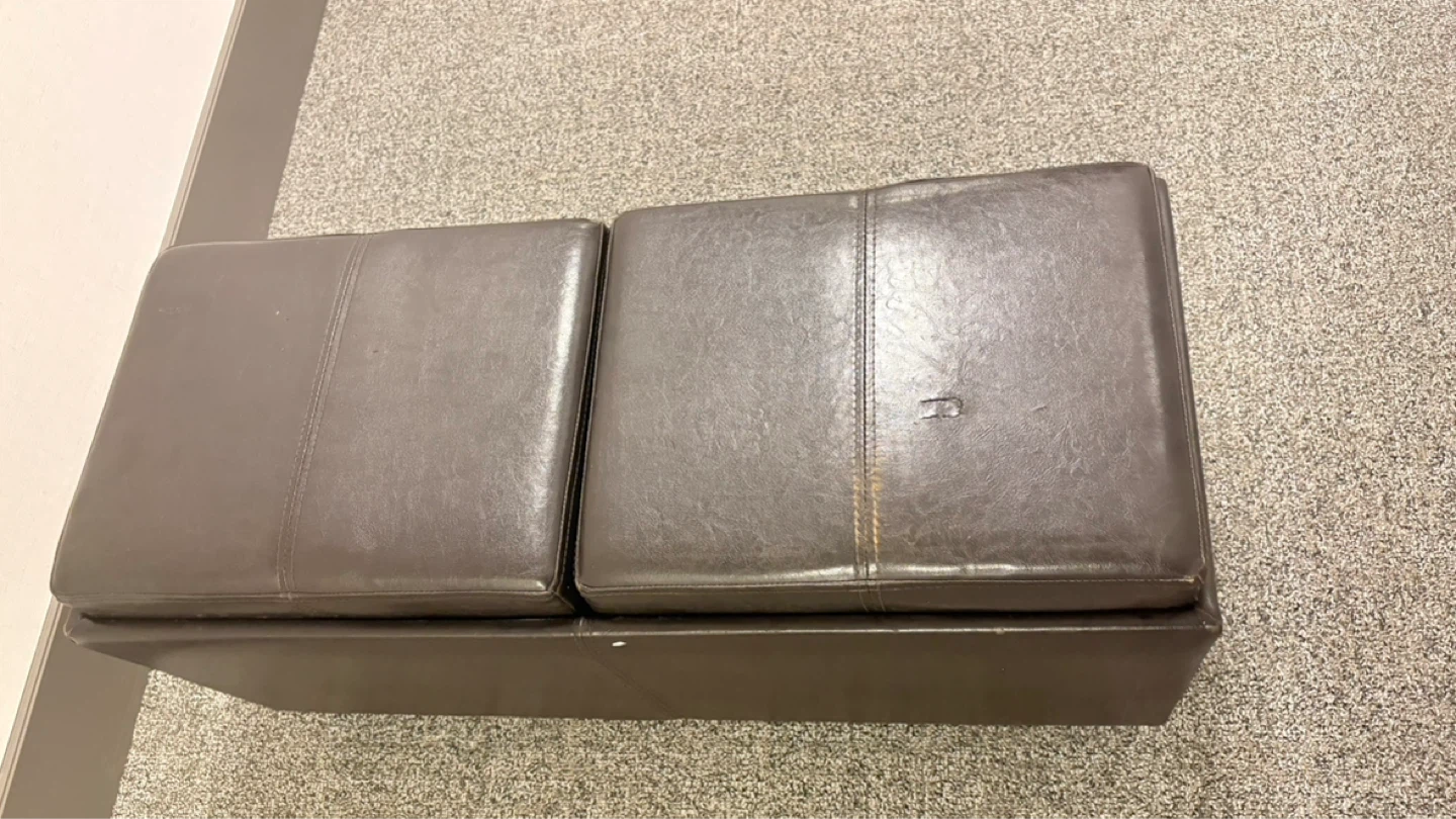 Brown Faux Leather Storage Ottoman with Tray - photo 2