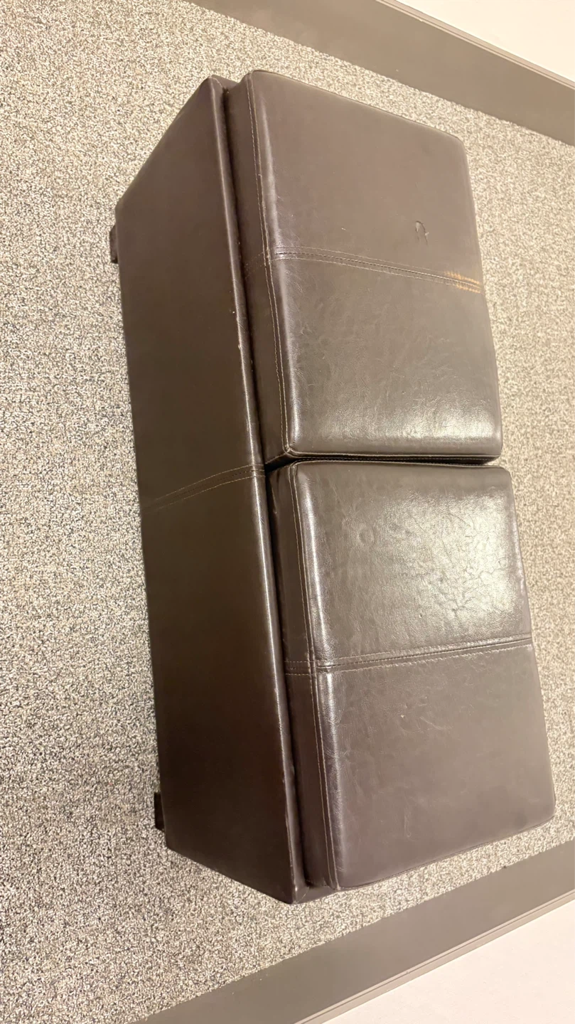 Brown Faux Leather Storage Ottoman with Tray - photo 3