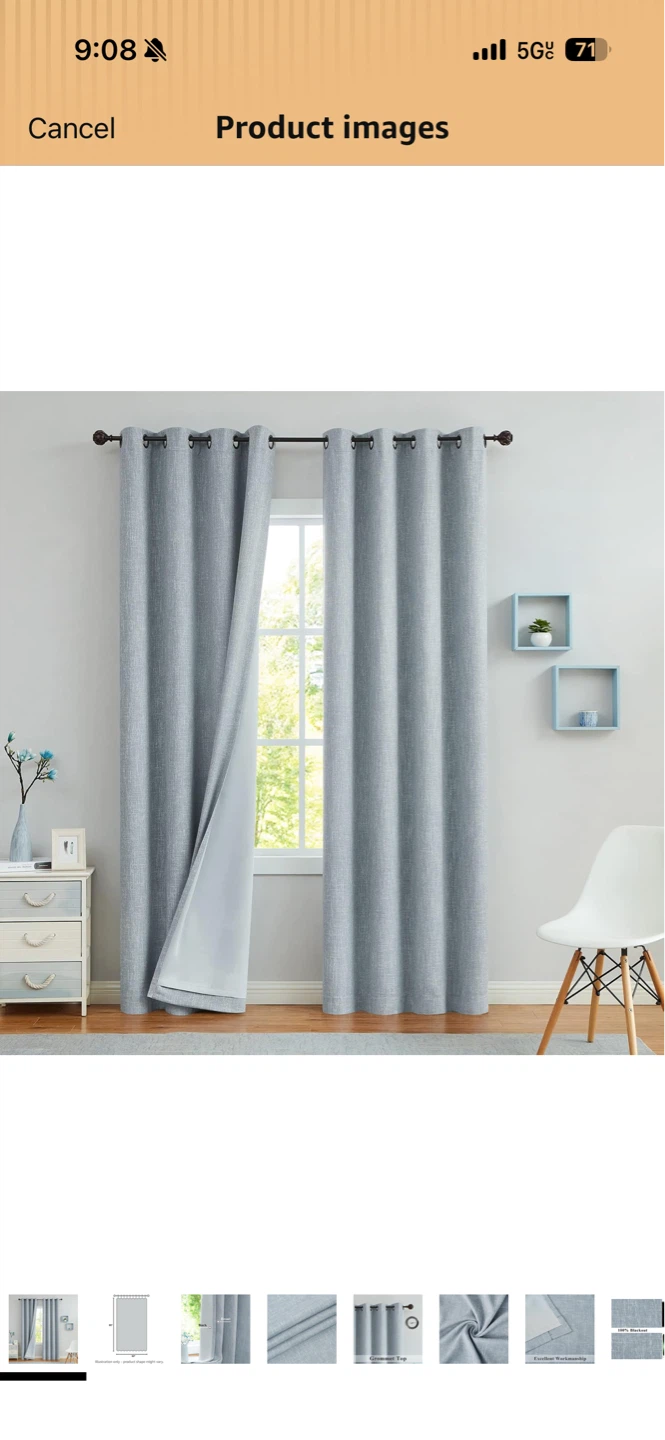 Light blue Blackout Curtains - 50" x 95"