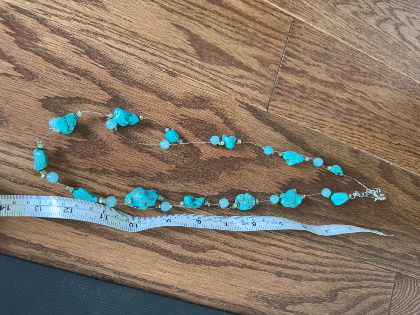 Long Turquoise and Aquamarine Beaded Necklace - photo 2