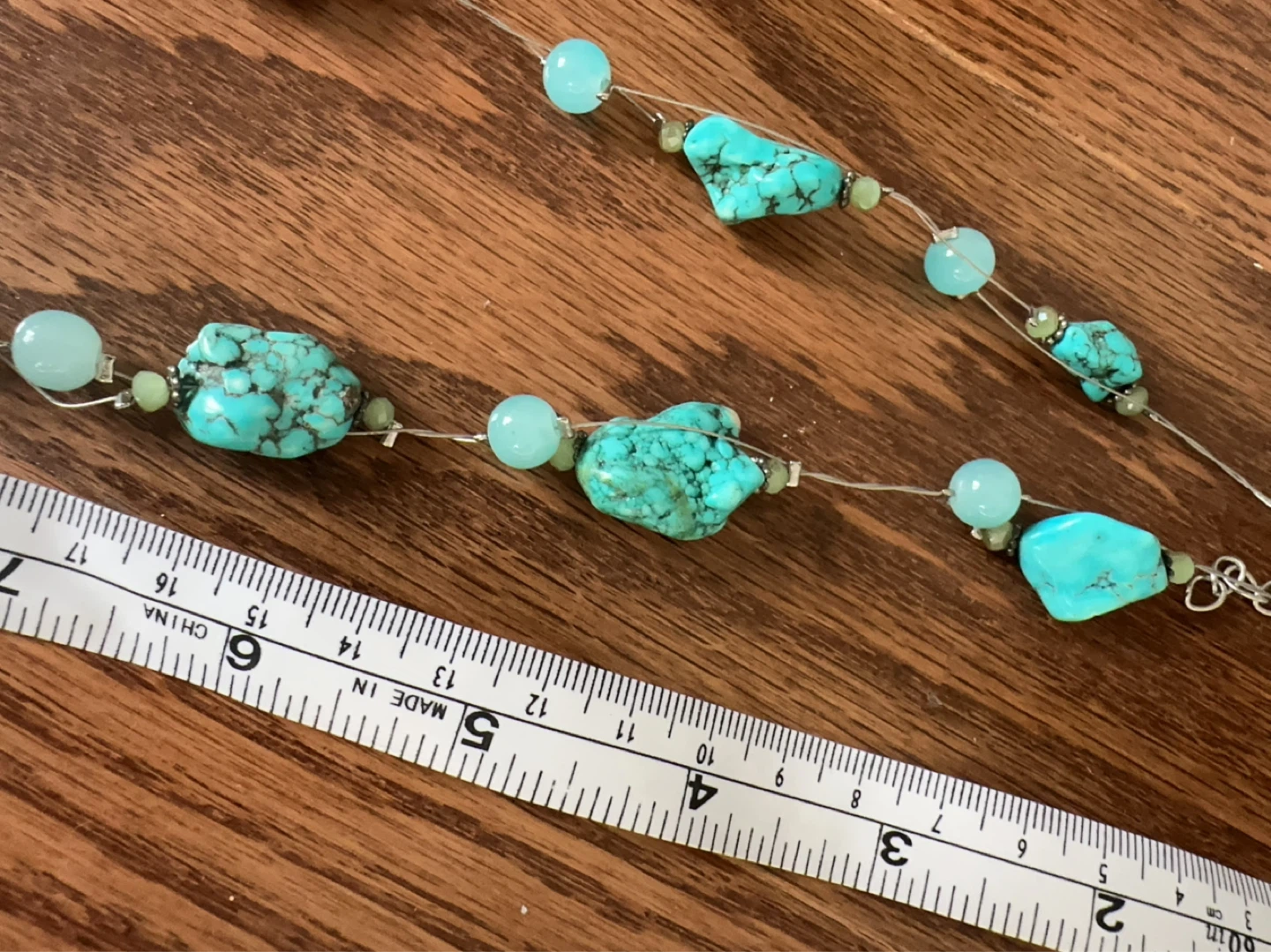 Long Turquoise and Aquamarine Beaded Necklace - photo 3