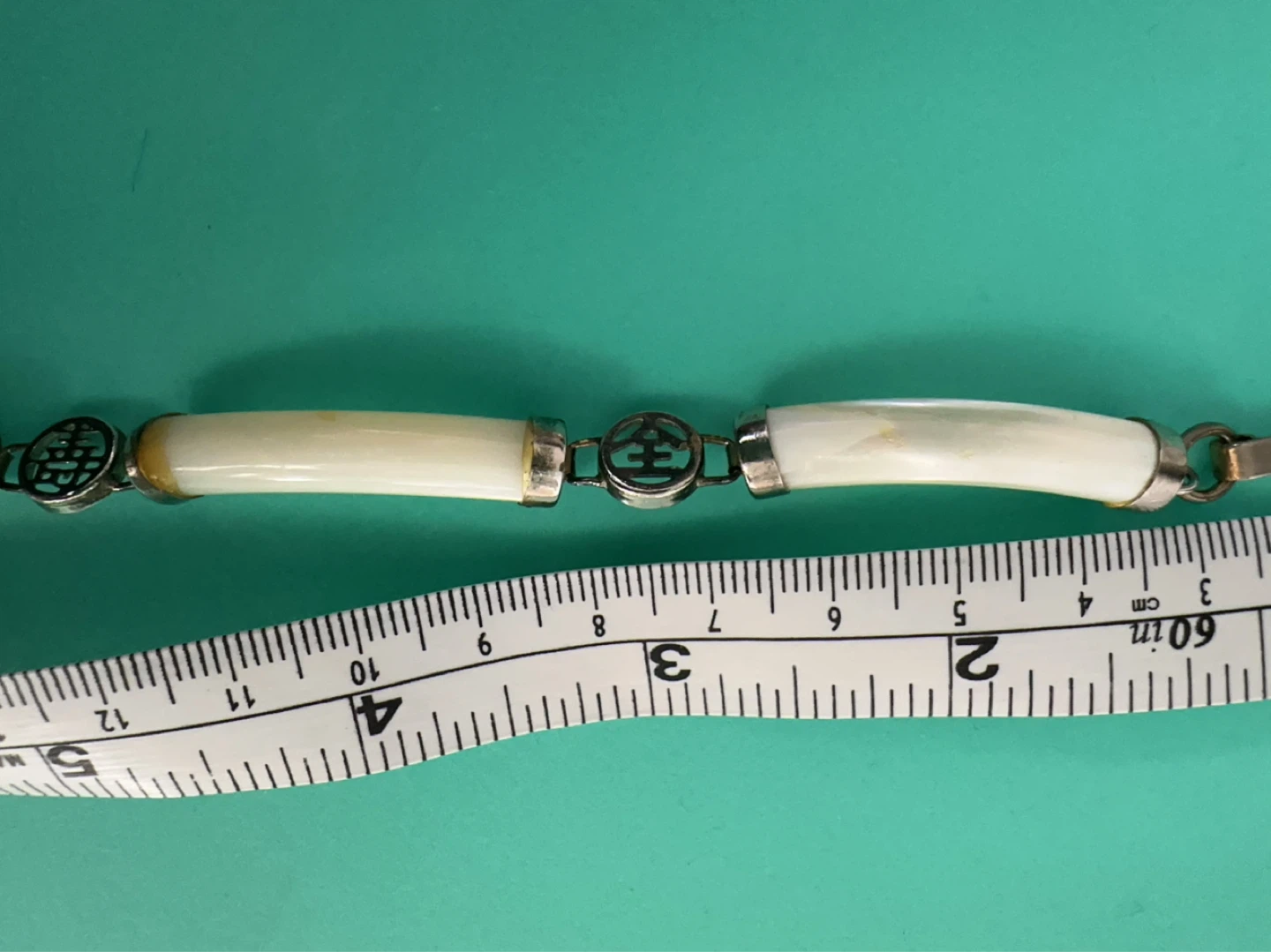 Vintage mother of pearl tube and Silver Bracelet - photo 2