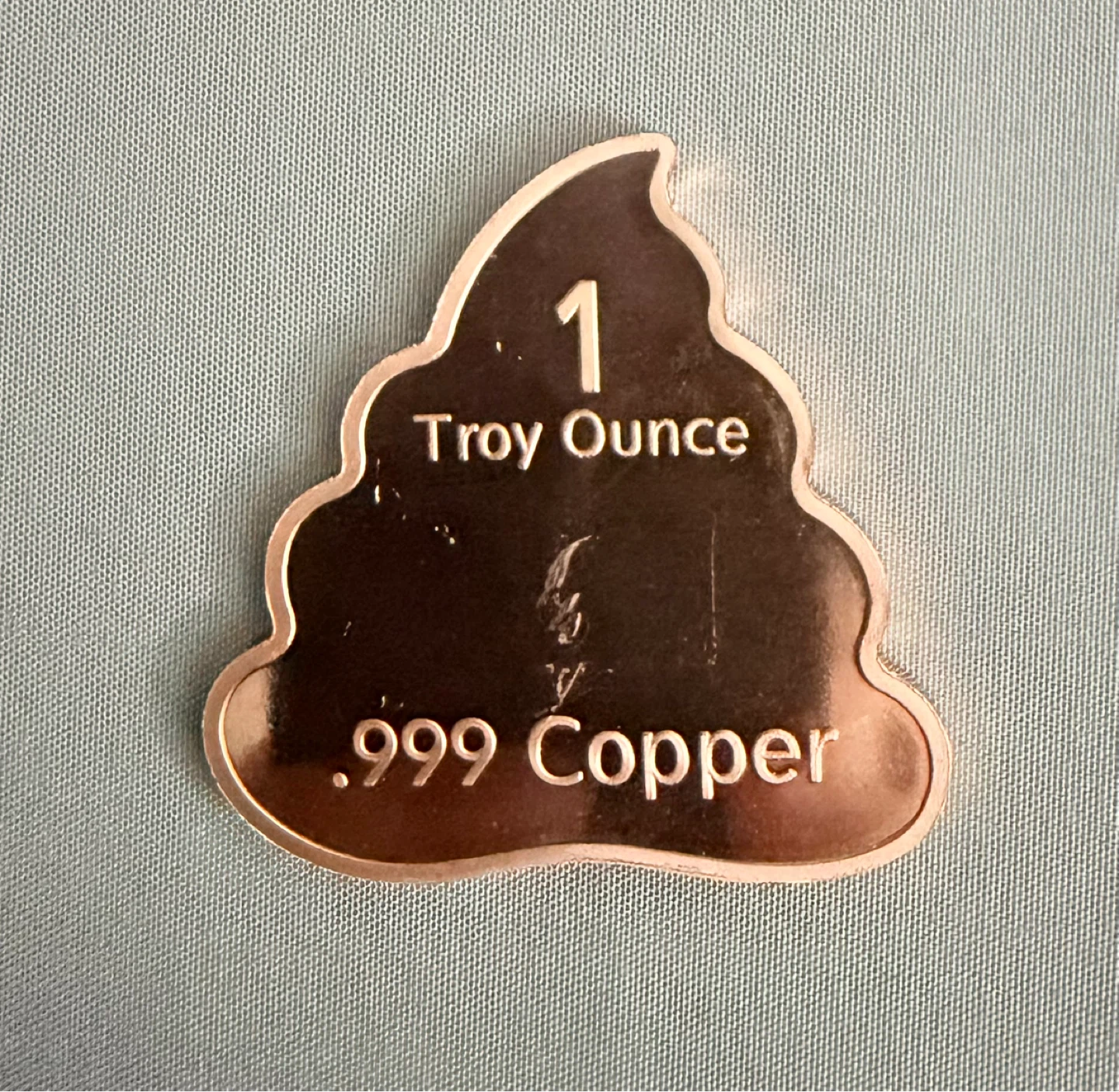 1 Troy Ounce .999 Fine Copper "Poop Emoji" Round - photo 4