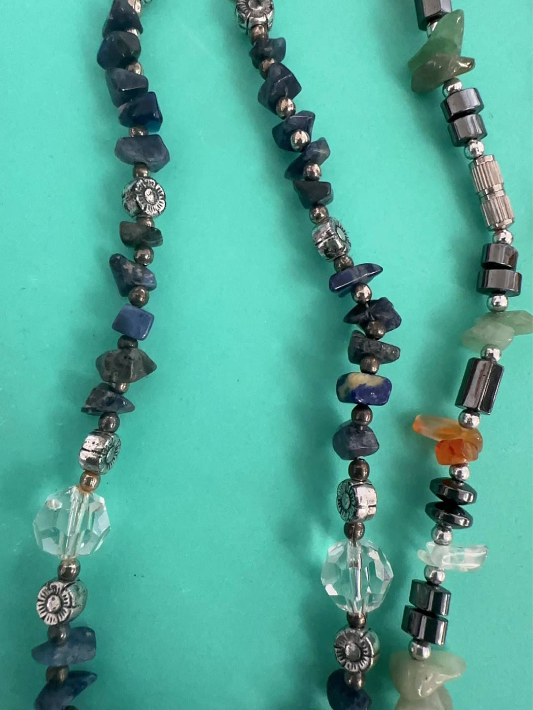 2 Handmade lapis, Agate jade and crystal Necklace - photo 3