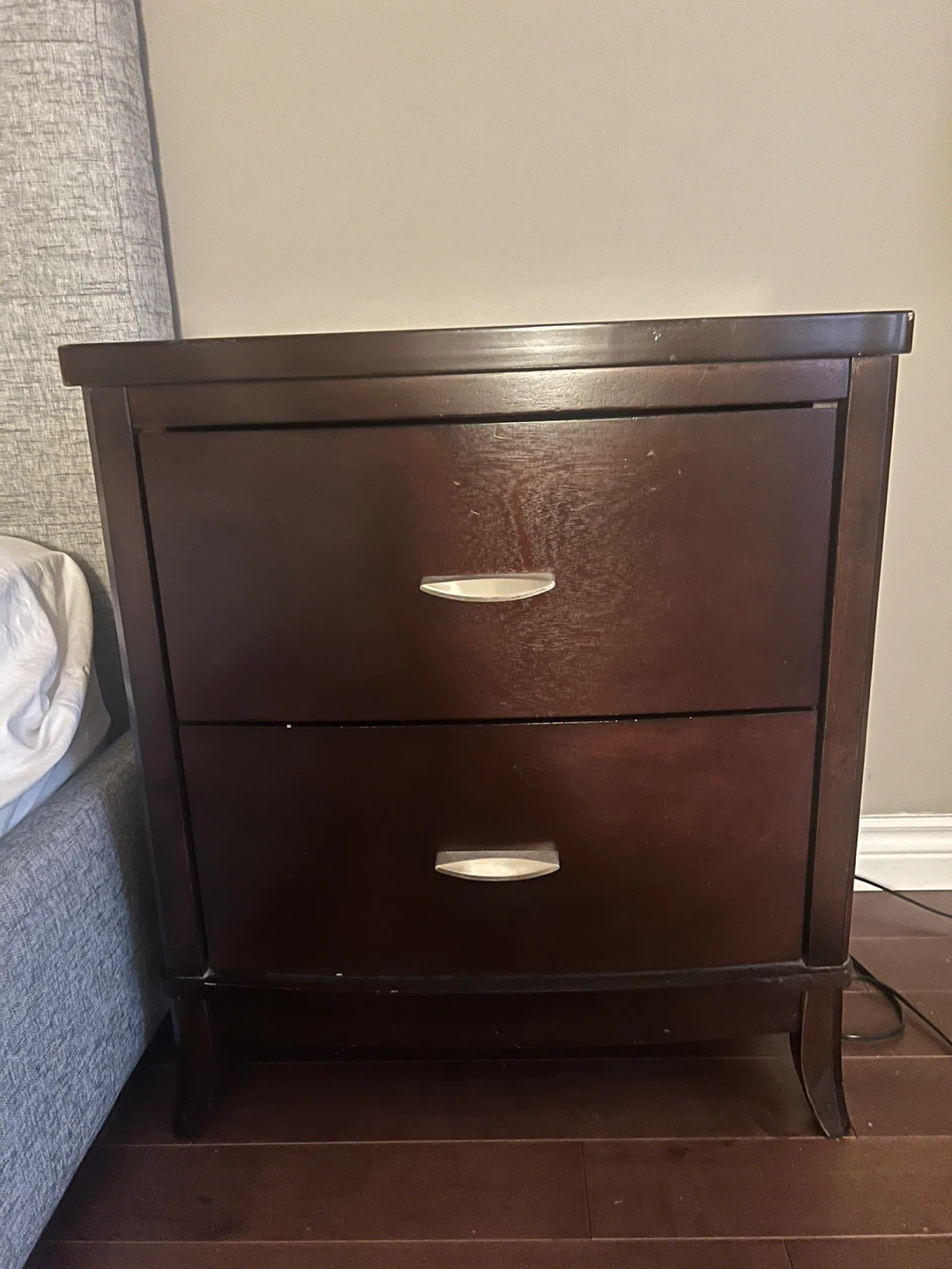 Dark Brown 2-Drawer Nightstand
