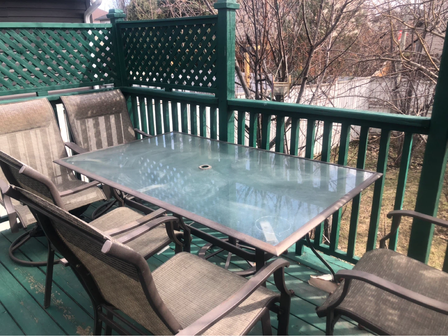 Glass Top Patio Dining Set with 6 Chairs