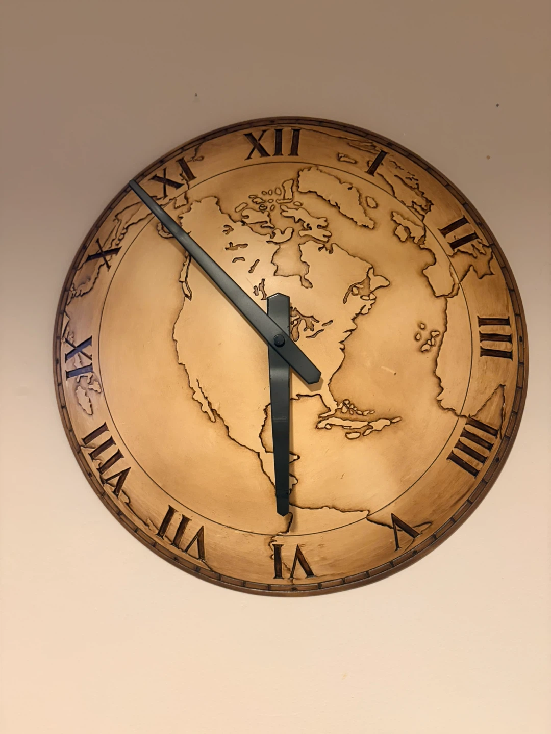 Wooden World Map Wall Clock
